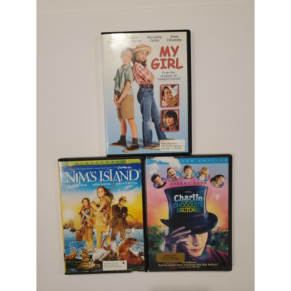 Family DVD Lot (3) Charlie and the Chocolate Factory My Girl Nim's Island
